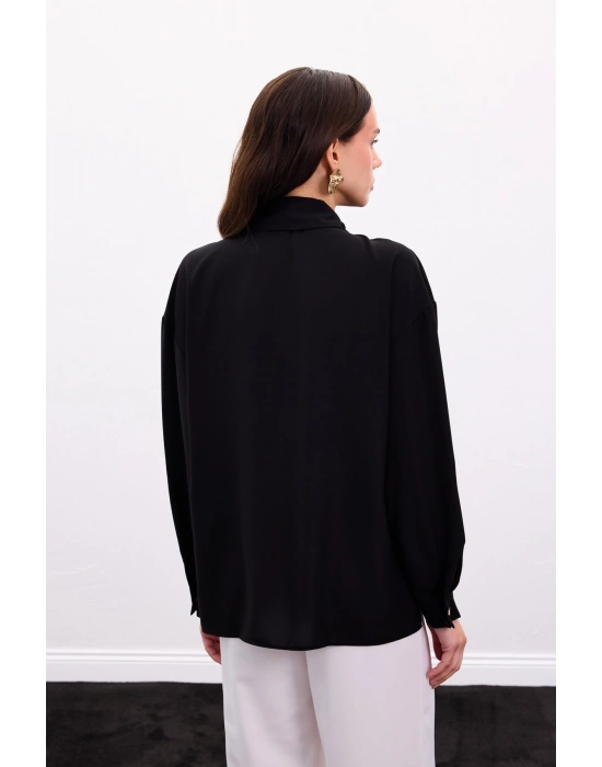 Çıtçıt Detaylı Gömlek - Siyah