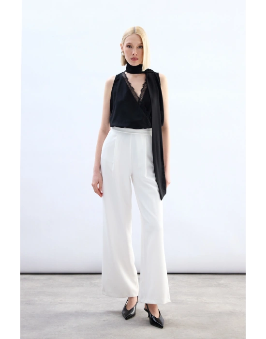 Dantel Detaylı Bodysuit Bluz - Siyah