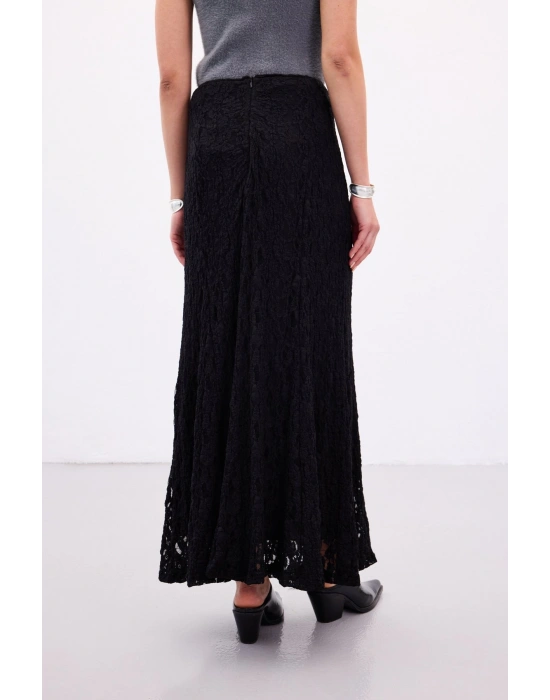 Dantelli Uzun Etek - Siyah