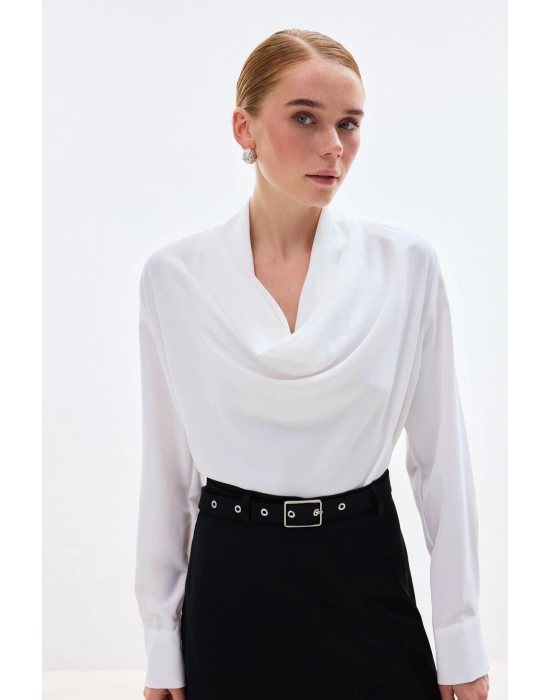 Degaje Yaka Bluz - Ekru