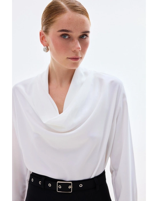 Degaje Yaka Bluz - Ekru