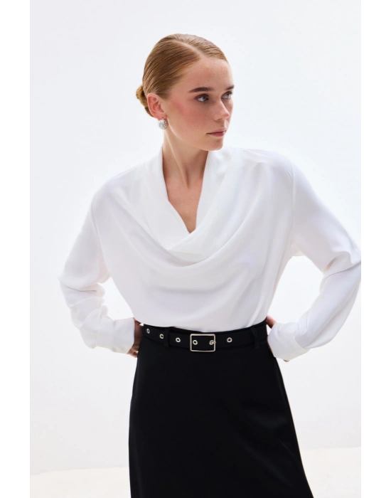 Degaje Yaka Bluz - Ekru