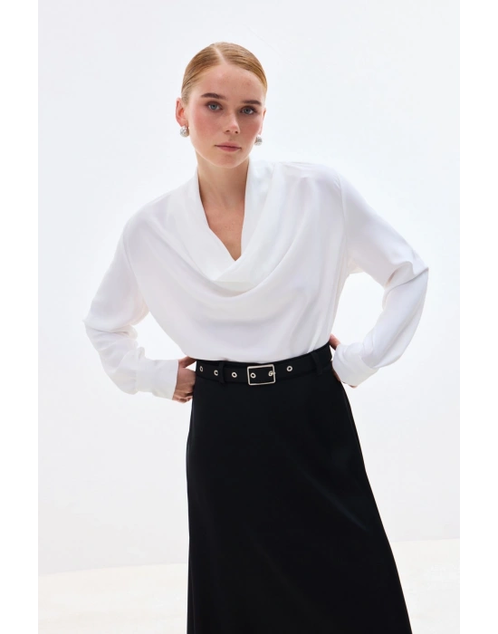 Degaje Yaka Bluz - Ekru