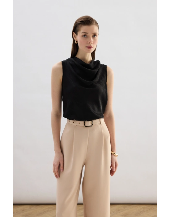 Degaje Yaka Bluz - Siyah