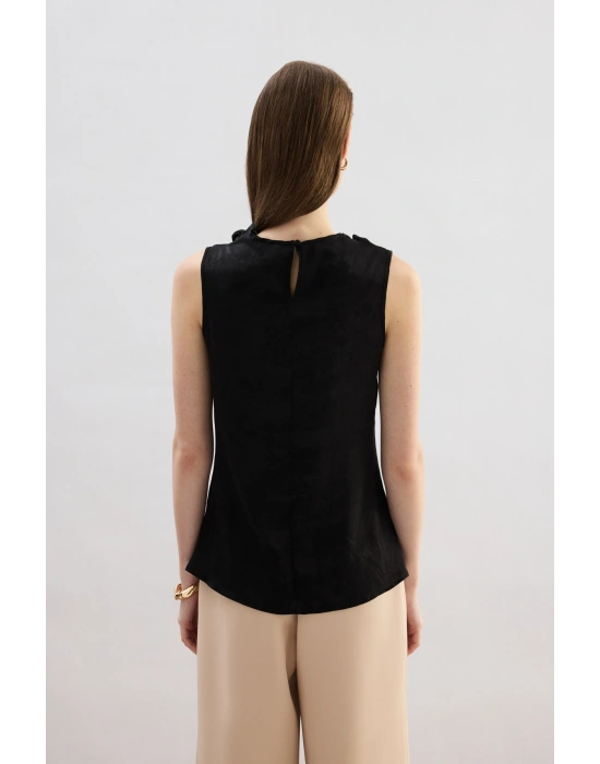 Degaje Yaka Bluz - Siyah