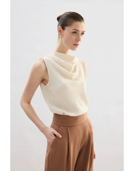 Degaje Yaka Bluz - Taş