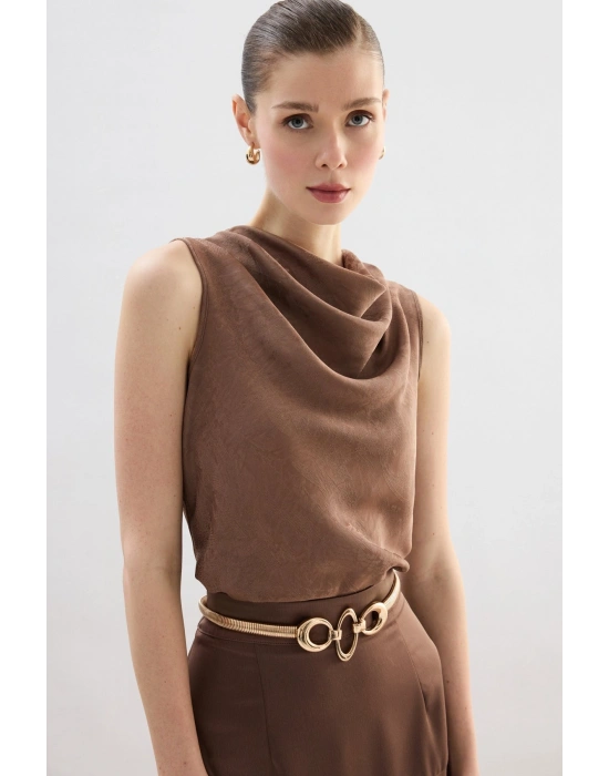 Degaje Yaka Bluz - Vizon