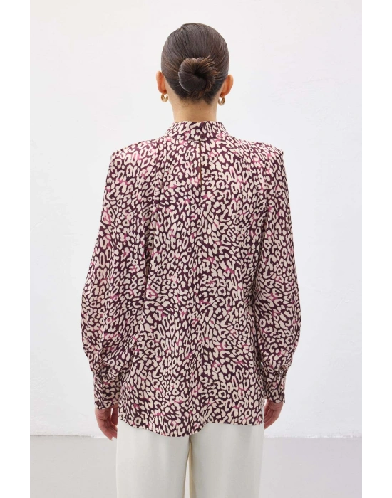 Desenli Bluz - Mürdüm