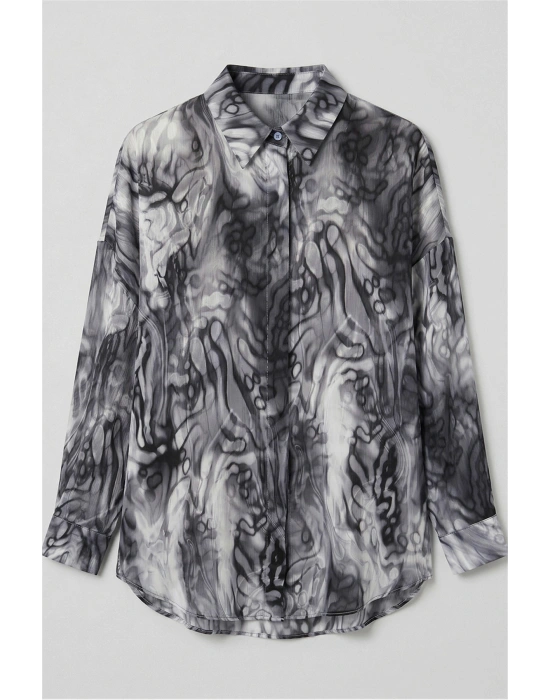 Desenli Salaş Gömlek - Siyah