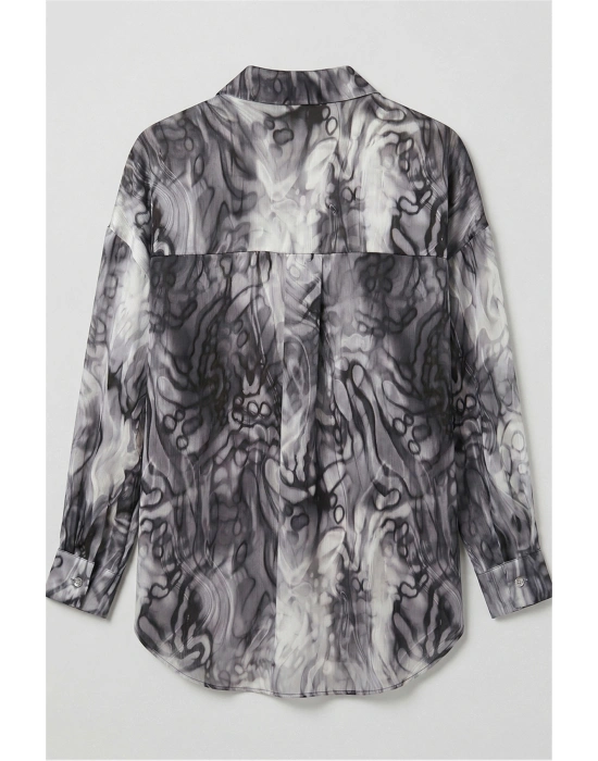 Desenli Salaş Gömlek - Siyah