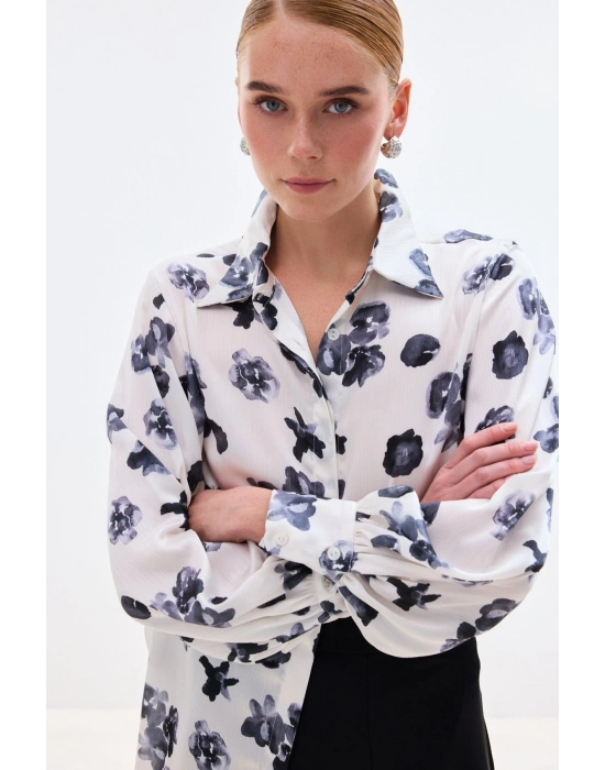 Desenli Salaş Gömlek - Siyah