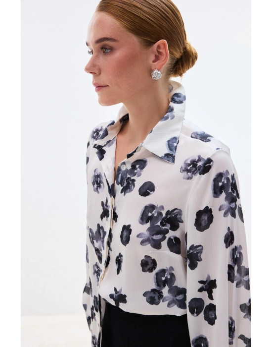 Desenli Salaş Gömlek - Siyah