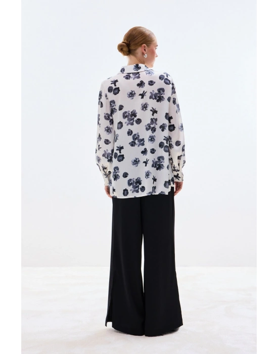 Desenli Salaş Gömlek - Siyah