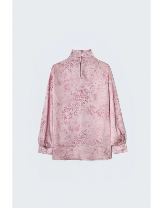 Desenli Uzun Kollu Bluz - Pembe