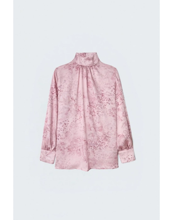 Desenli Uzun Kollu Bluz - Pembe
