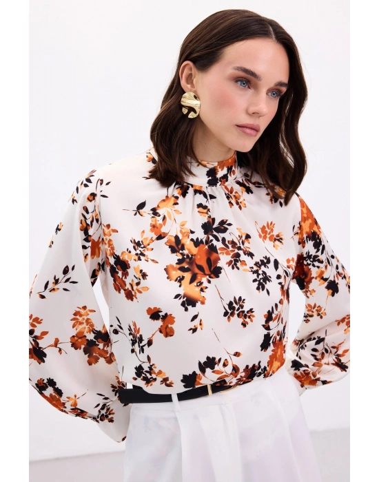 Dik Yaka Bluz - Oranj