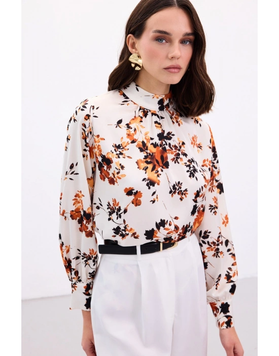 Dik Yaka Bluz - Oranj