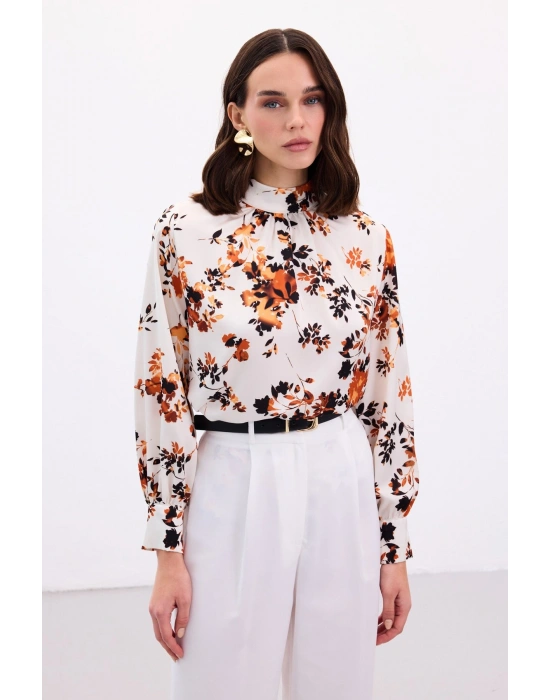 Dik Yaka Bluz - Oranj