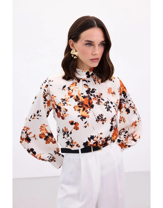 Dik Yaka Bluz - Oranj