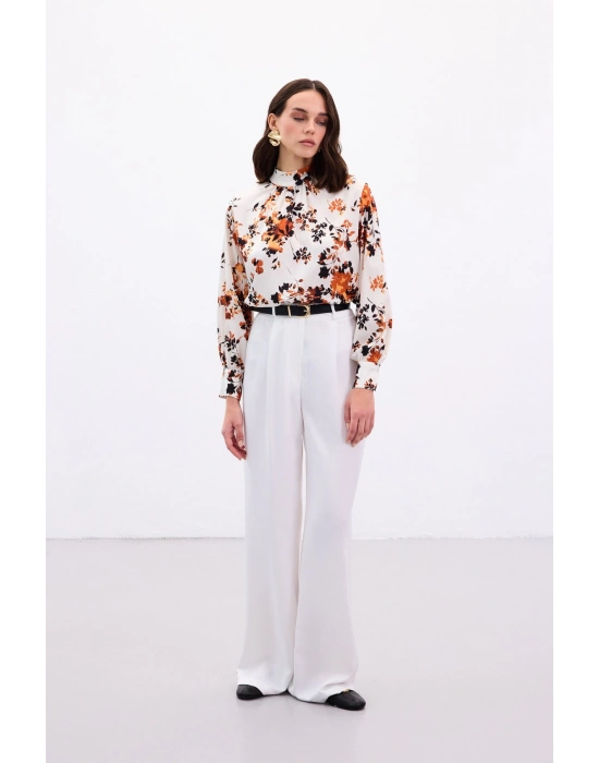 Dik Yaka Bluz - Oranj