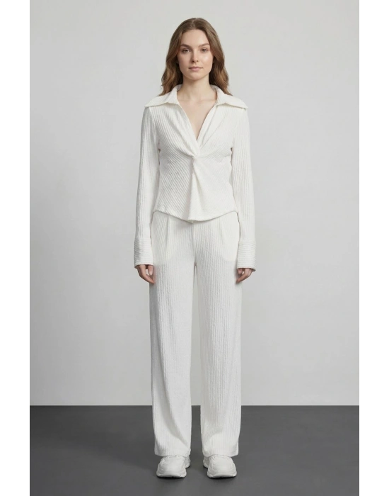 Düğüm Detaylı Bluz Ekru