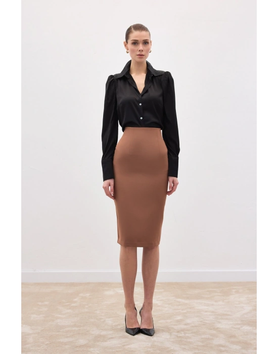 Düz Kalem Etek - Camel