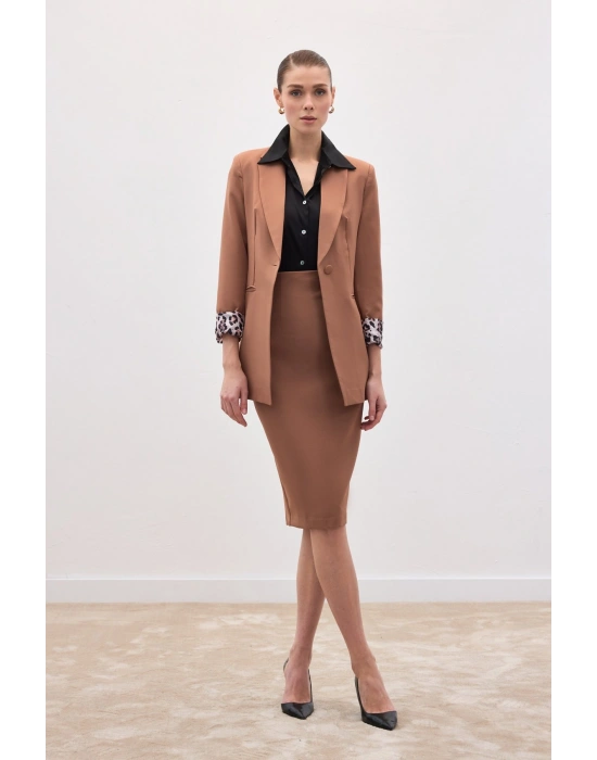 Düz Kalem Etek - Camel