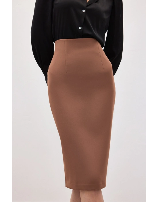 Düz Kalem Etek - Camel