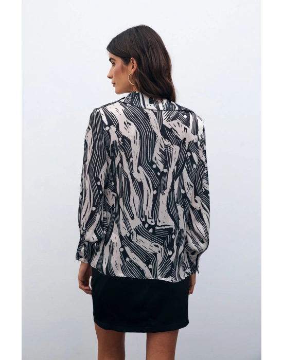 Gömlek Yaka Bluz - Siyah