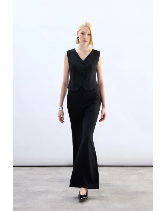 İspanyol Paça Pantolon - Siyah