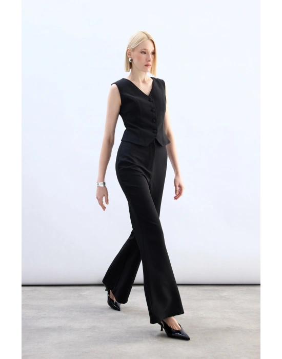 İspanyol Paça Pantolon - Siyah