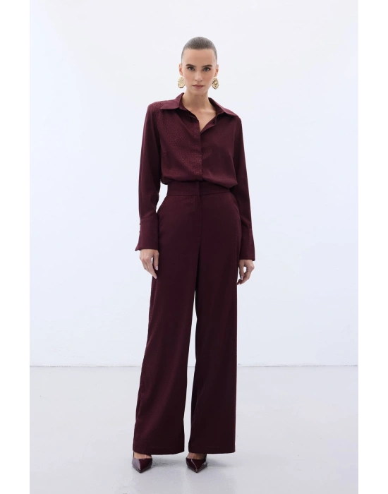 Jakarlı Pantolon - Bordo