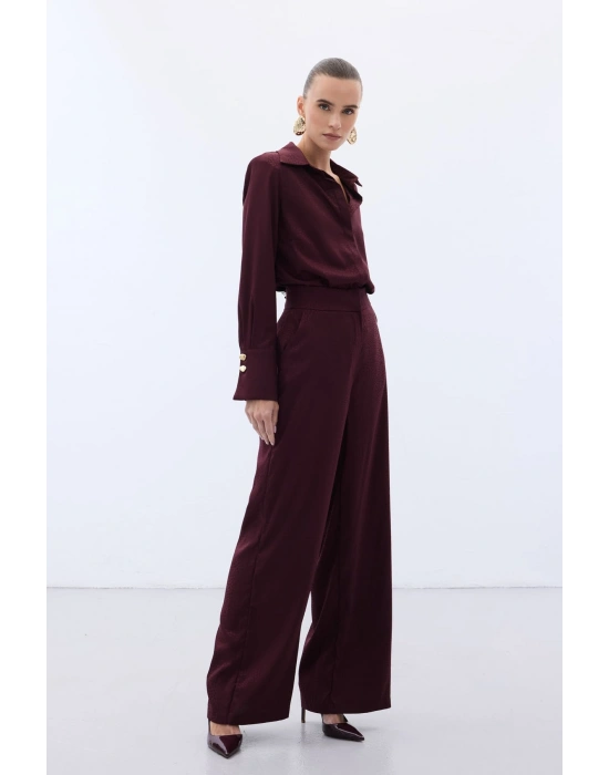 Jakarlı Pantolon - Bordo