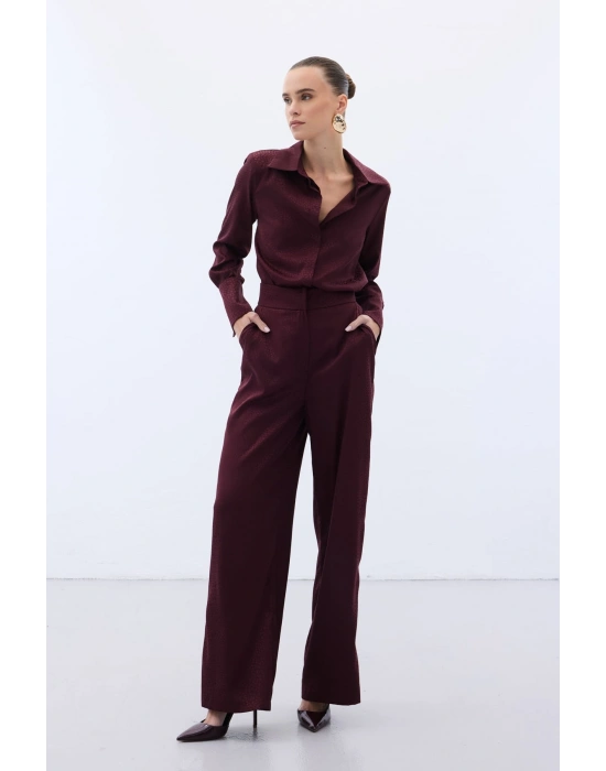 Jakarlı Pantolon - Bordo