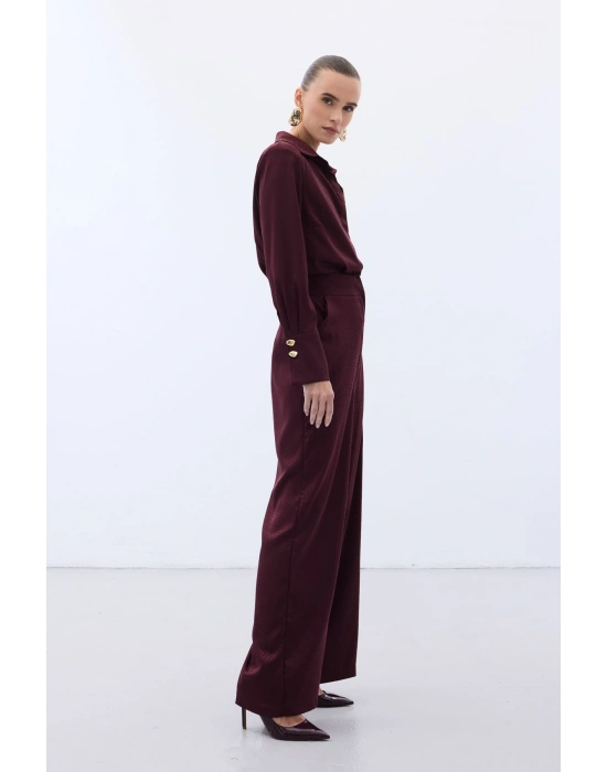 Jakarlı Pantolon - Bordo