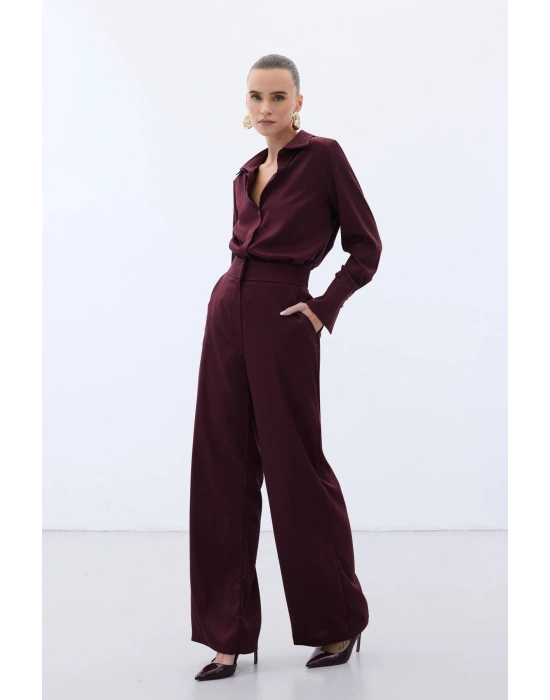 Jakarlı Pantolon - Bordo