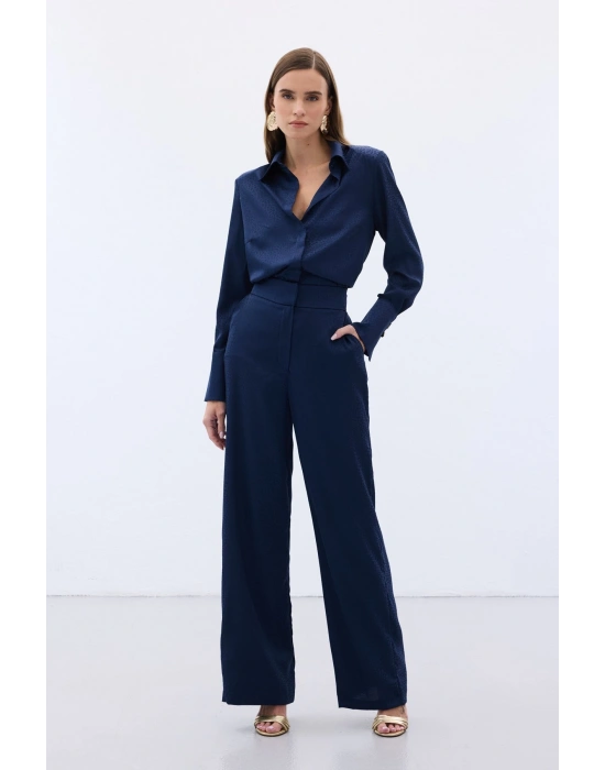 Jakarlı Pantolon - Lacivert