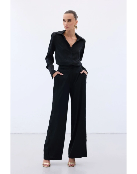 Jakarlı Pantolon - Siyah