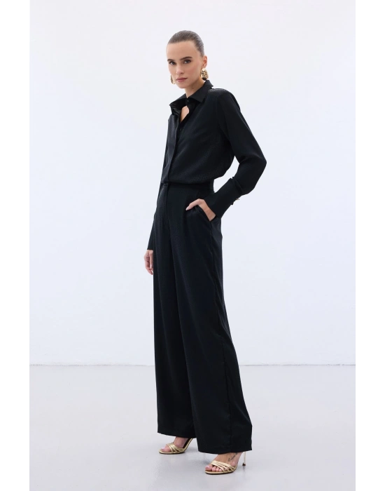 Jakarlı Pantolon - Siyah