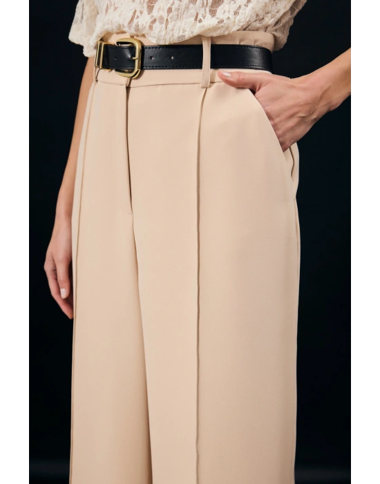 Kemer Detaylı Pantolon - Bej