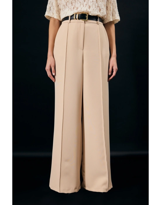 Kemer Detaylı Pantolon - Bej