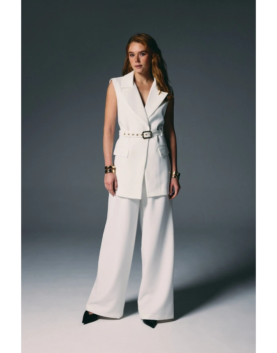 Kemer Detaylı Yelek - Ekru