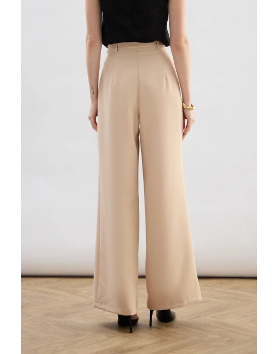 Kemerli Bol Pantolon - Bej