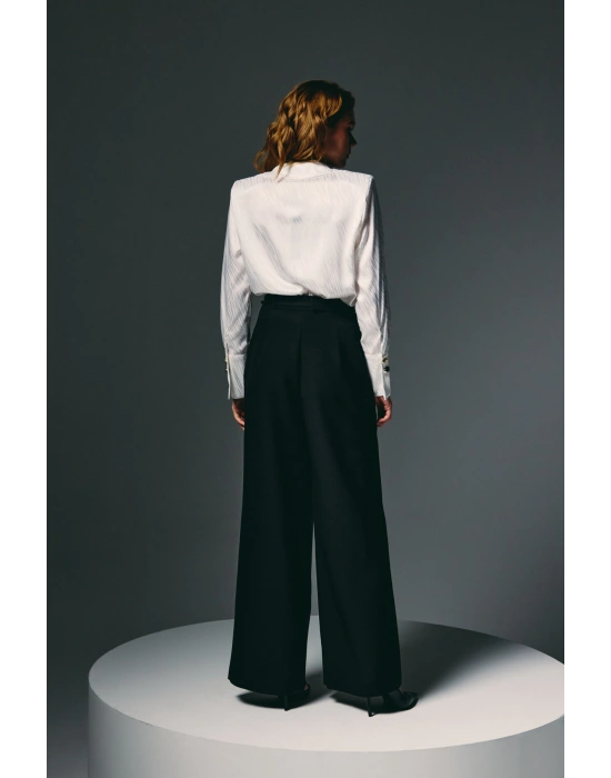 Kemerli Bol Pantolon - Siyah