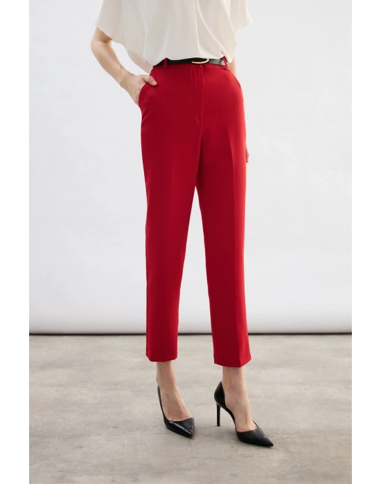 Kemerli Pantolon - Kırmızı
