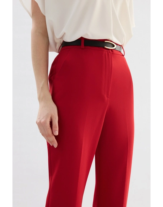 Kemerli Pantolon - Kırmızı