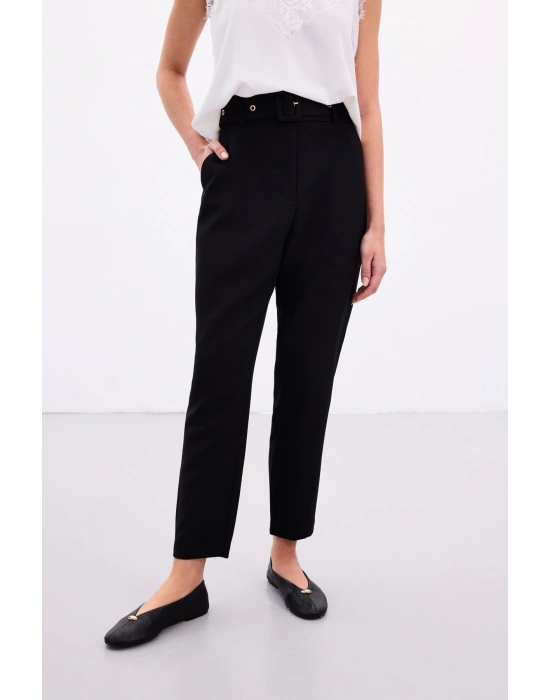 Kemerli Pantolon - Siyah