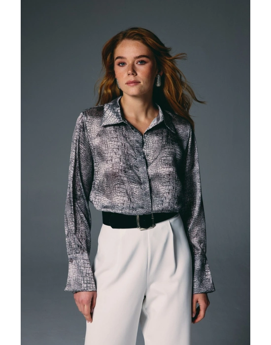 Klasik Desenli Gömlek - Gri