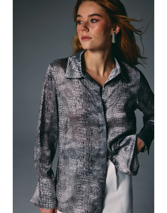 Klasik Desenli Gömlek - Gri