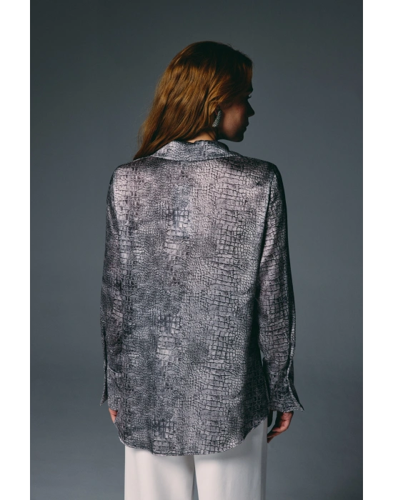 Klasik Desenli Gömlek - Gri